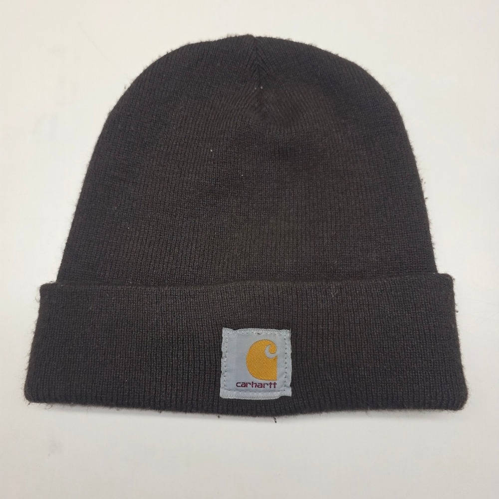 Carhartt Acrylic Watch Hat Beanie Brown Knit Cuff Logo Patch Mens Womens A18